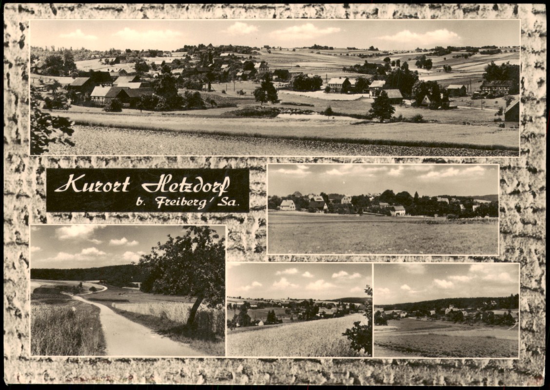 zoom: Image side vintage Postcard from 1963: Mehrbildansicht Kurort Hetzdorf mit Gasthaus Erholung:: Hetzdorf-Halsbrücke