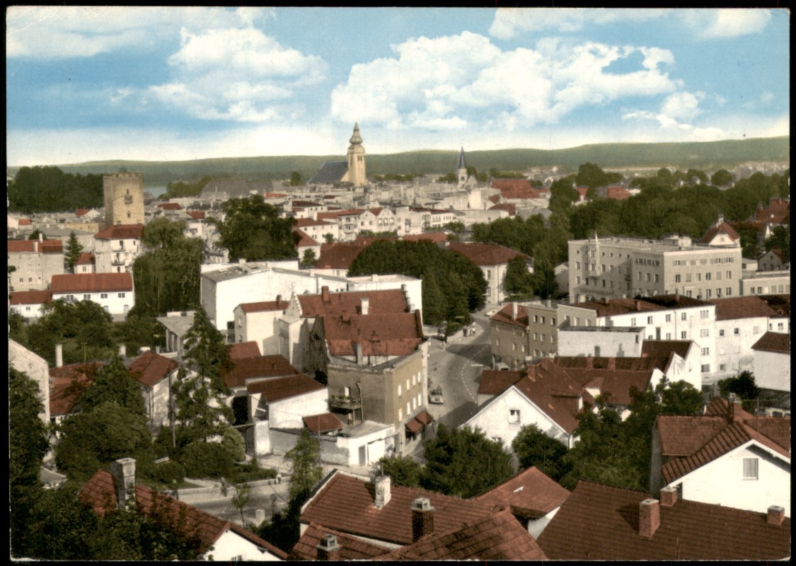 zoom: Image side vintage Postcard from 1970: Stadtpanorama:: Mühldorf am Inn
