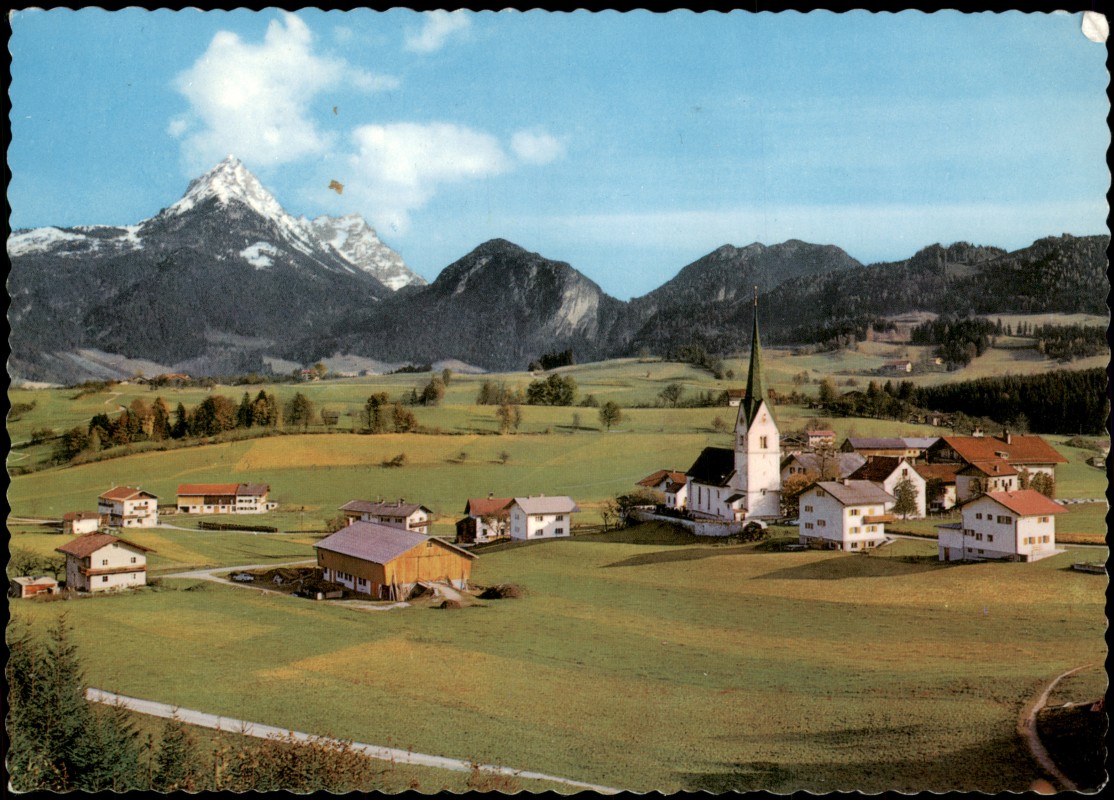 zoom: Image side vintage Postcard from 1965: Luftkurort Schwoich mit Wildem Kaiser:: Schwoich
