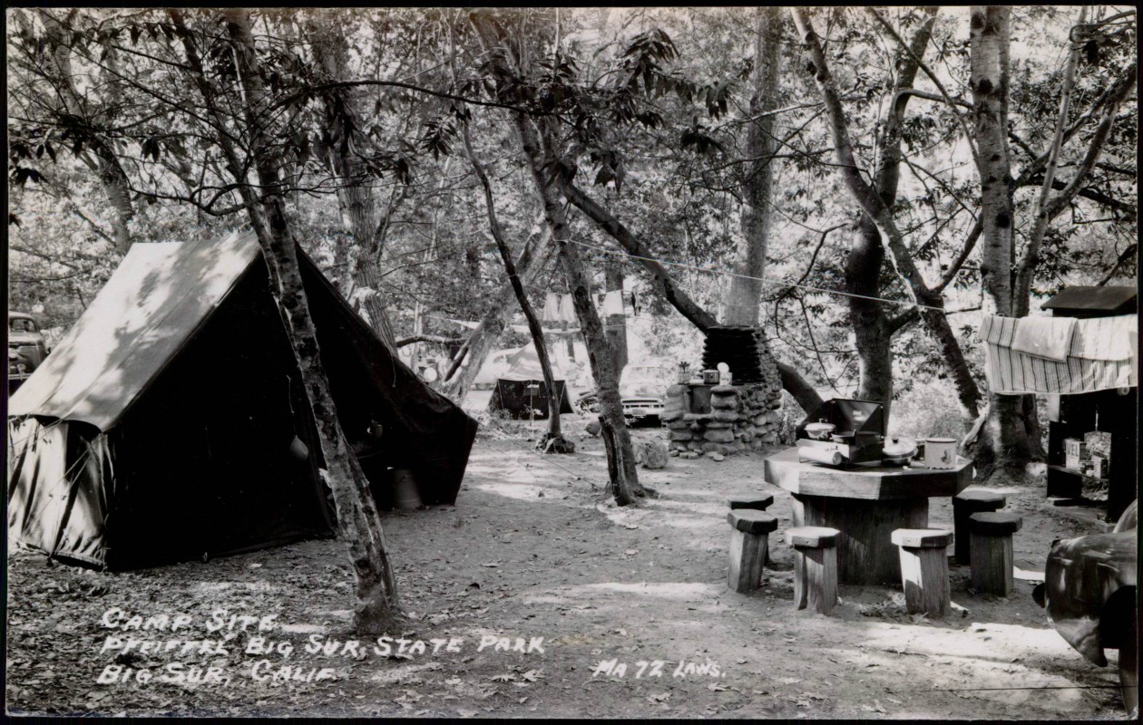zoom: Image side vintage Postcard from 1952: BIG SUR STATE PARK CAMP California Fotokarte:: Kalifornien Allgemein
