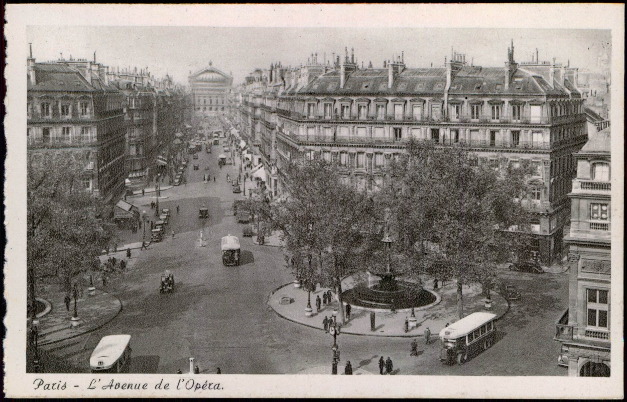 vergrößern: Bildseite historische Ansichtskarte von 1928: Avenue de l´Opera:: Paris