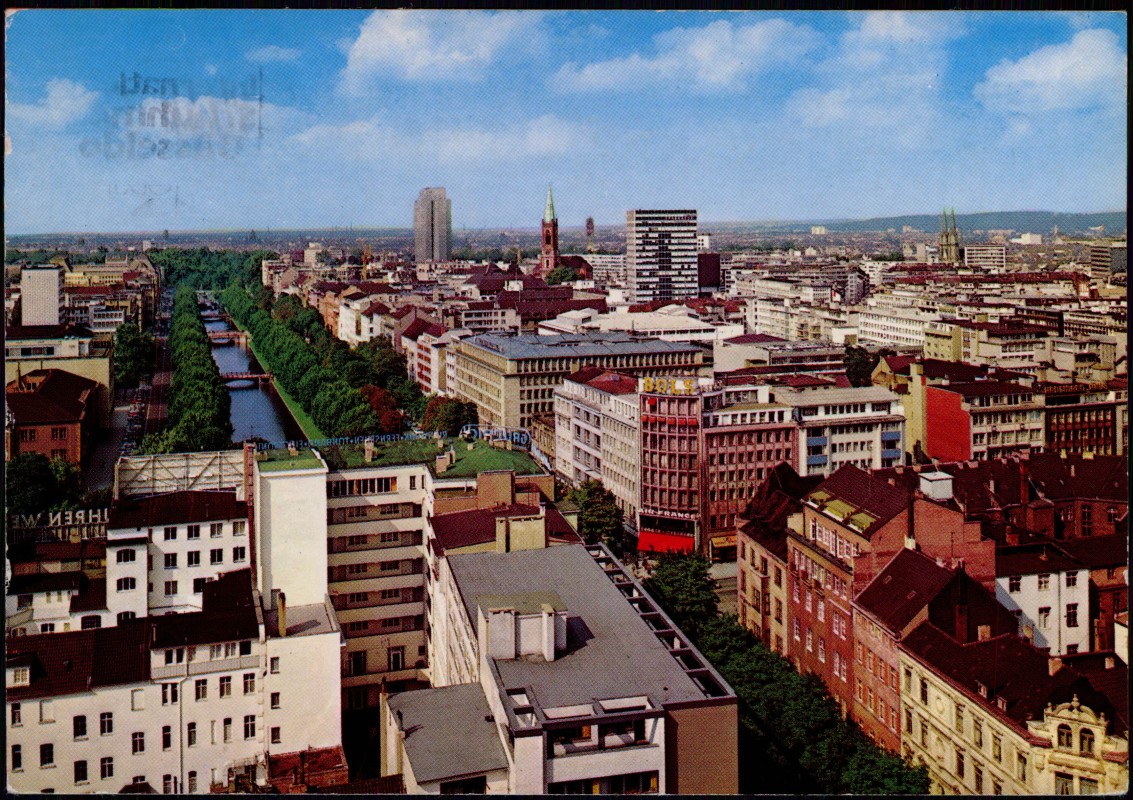 zoom: Image side vintage Postcard from 1976: Königsallee und City:: Düsseldorf