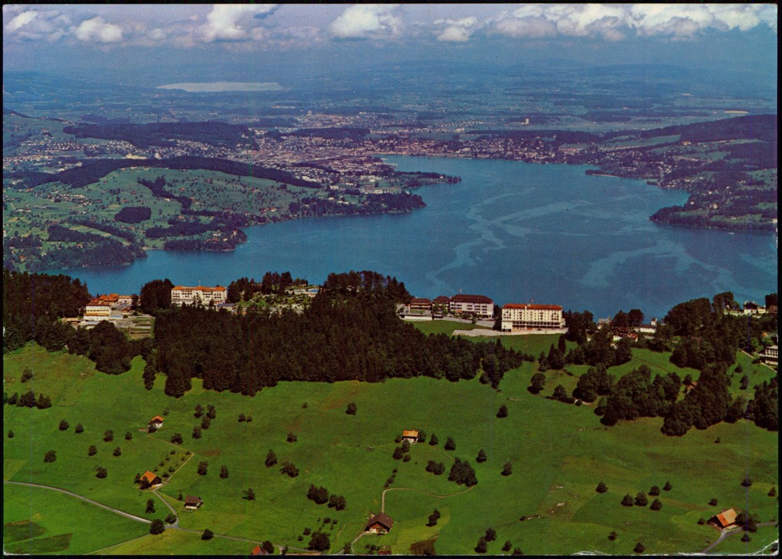 zoom: Image side vintage Postcard from 1980: Bürgenstock 1132 m ü. M. Flugaufnahme Schweiz:: .Schweiz