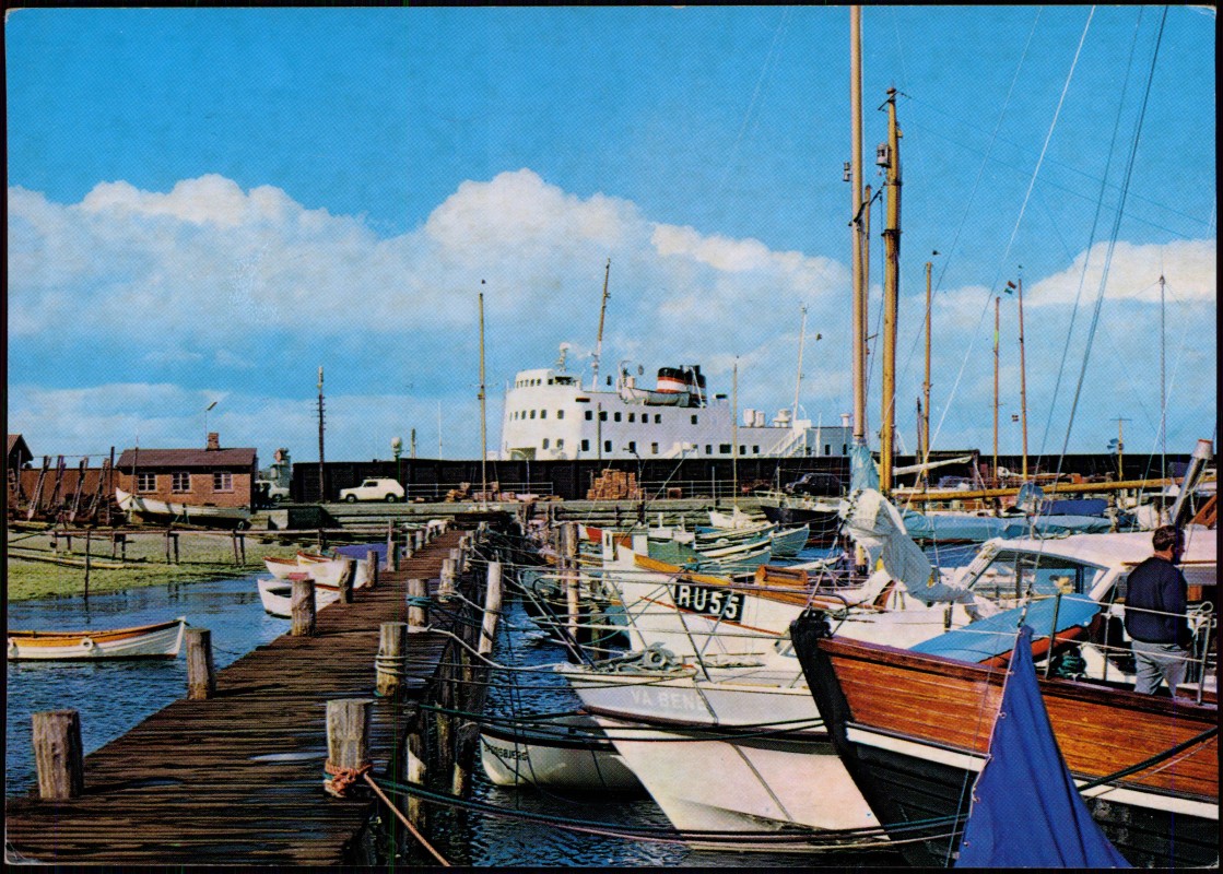 vergrößern: Bildseite historische Ansichtskarte von 1995: Hafen von Spodsbjerg, Langeland:: Spodsbjerg