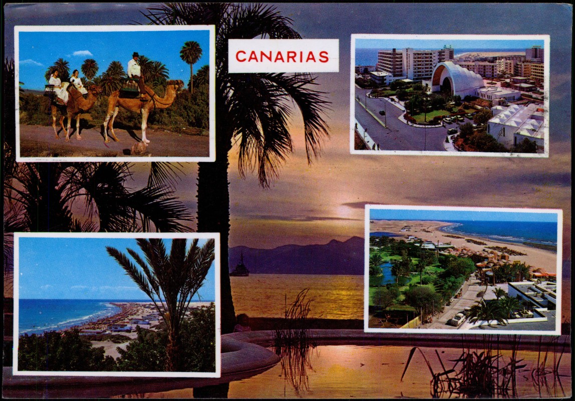 zoom: Image side vintage Postcard from 1981: Canaris Kanaren Mehrbildkarte:: Gran Canaria