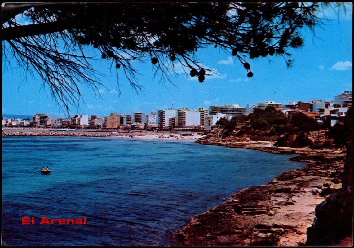 vergrößern: Bildseite historische Ansichtskarte von 1981: Stadtansicht Strand:: El Arenal