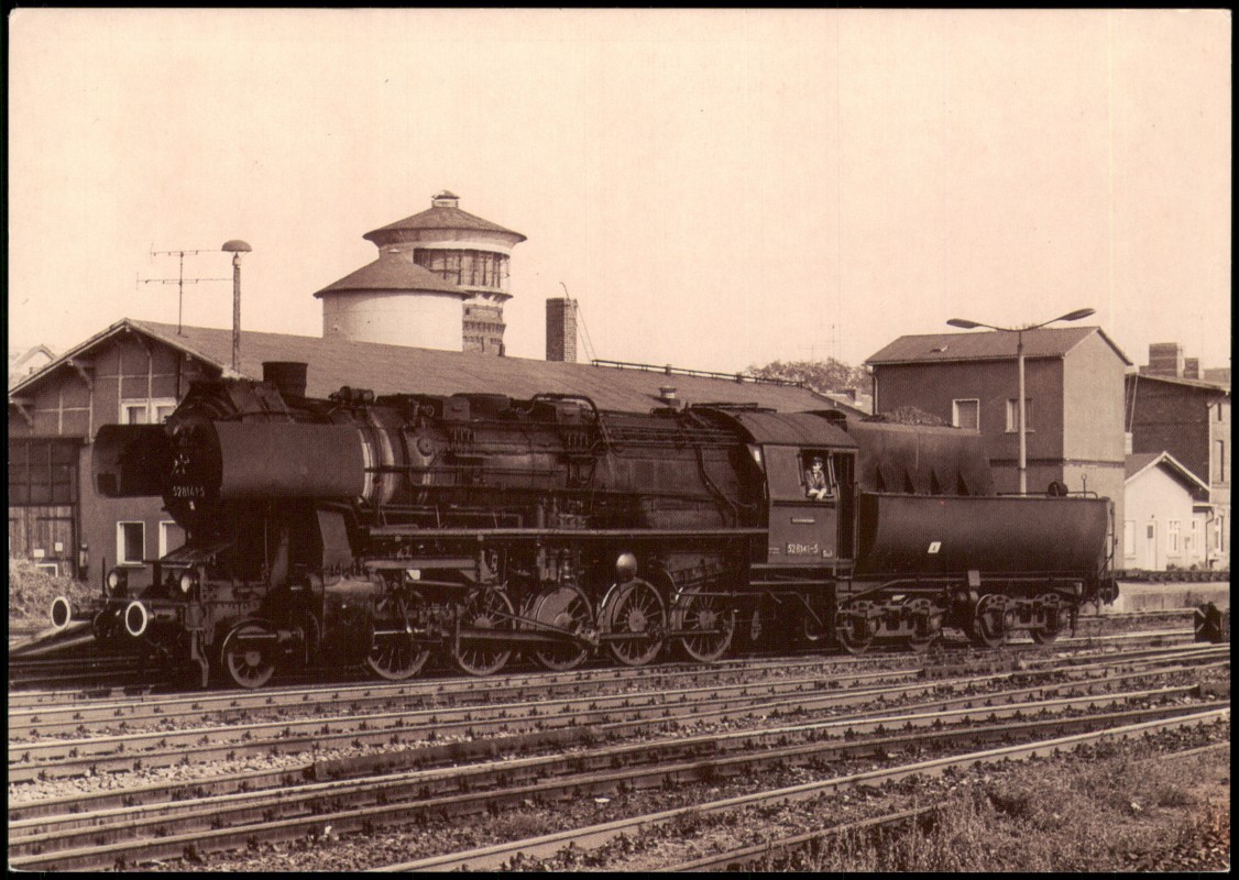 vergrößern: Bildseite historische Ansichtskarte von 1999: Bahnhof Dampflokomotive:: Angermünde