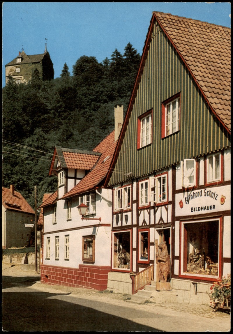 vergrößern: Bildseite historische Ansichtskarte von 1970: Die Bildhauertruhe Eginhard Scholz:: Schwalenberg-Schieder-Schwalenberg