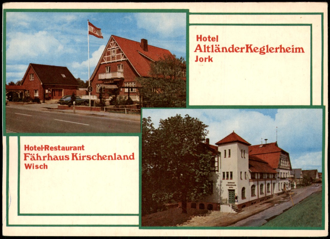 zoom: Image side vintage Postcard from 1974: 2 Bild Hotel Altländer Keglerheim:: Jork