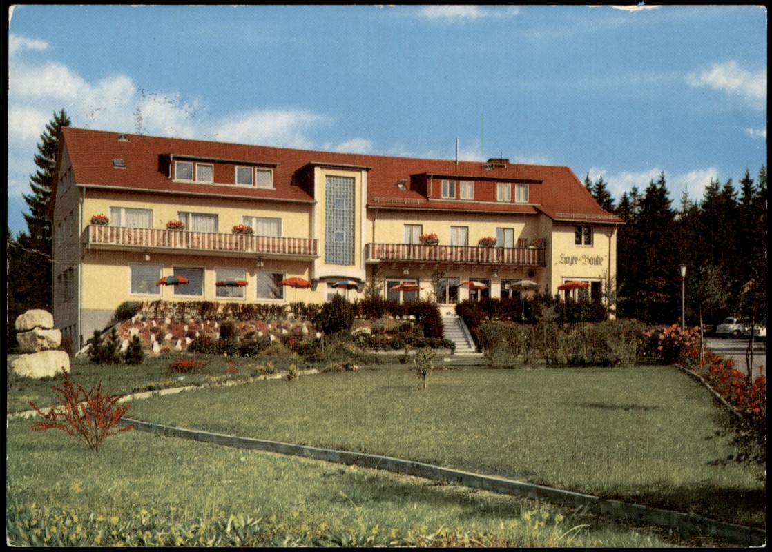 vergrößern: Bildseite historische Ansichtskarte von 1969: Pension und Restaurationsbetrieb Hoyer Baude:: Bischofsgrün
