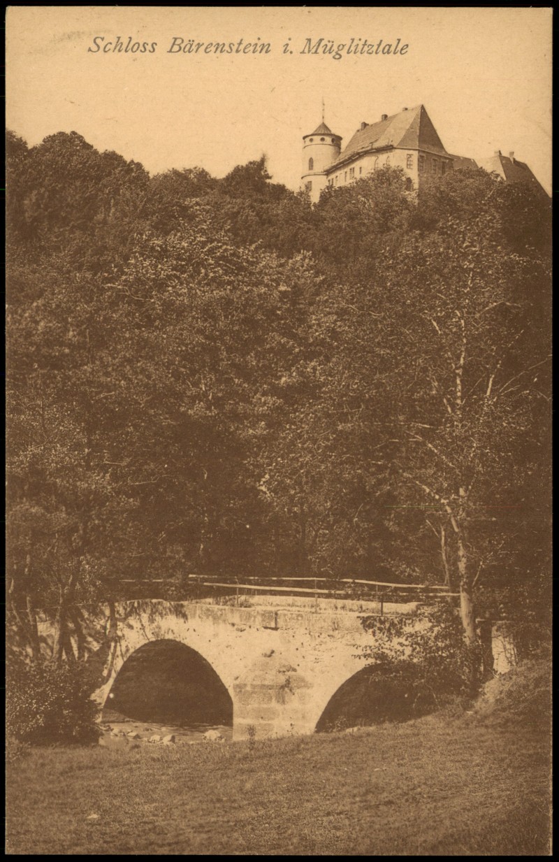 zoom: Image side vintage Postcard from 1922: Schloss im Müglitztal:: Bärenstein-Altenberg (Saxony)