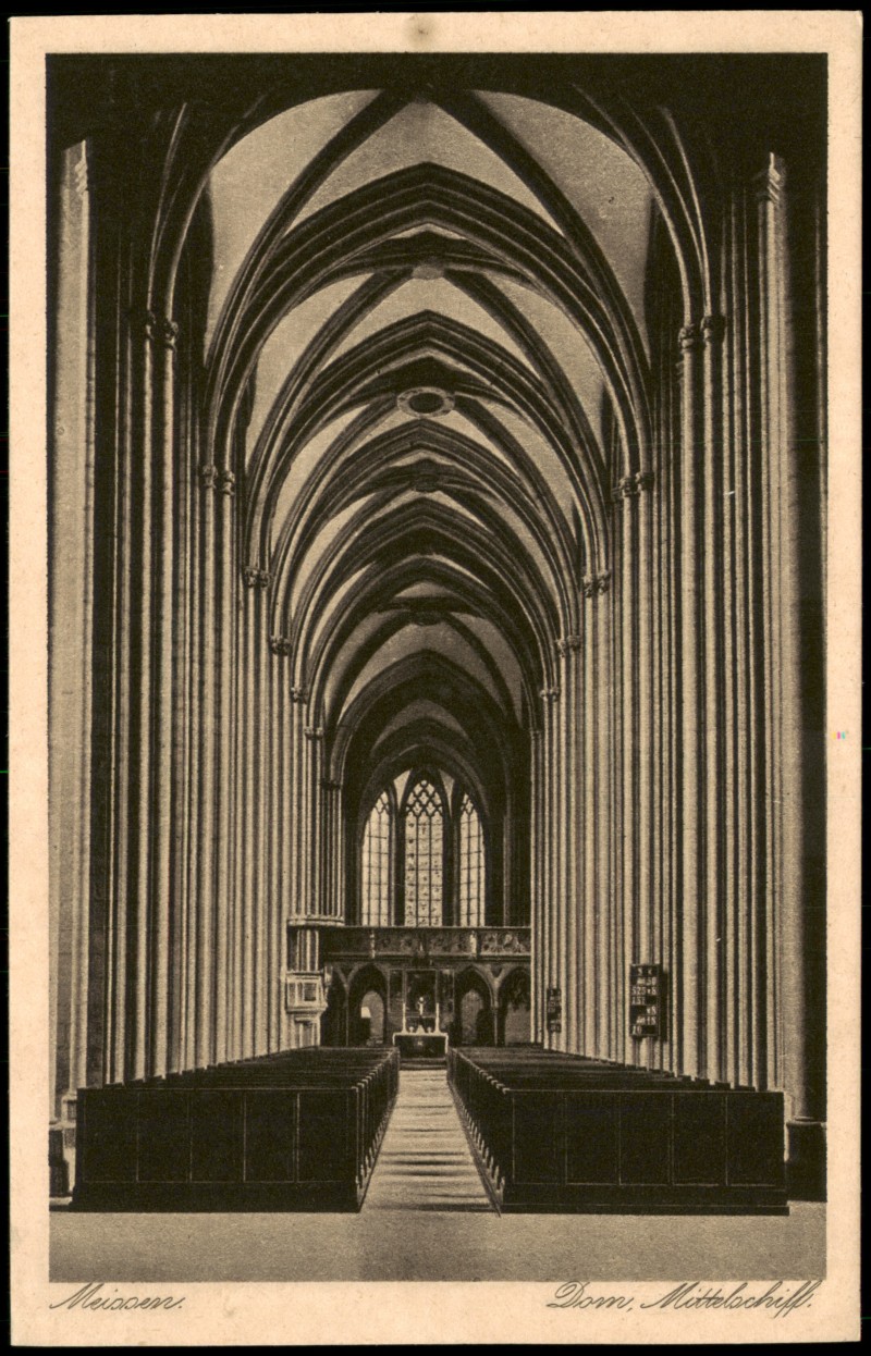 zoom: Image side vintage Postcard from 1931: Dom Mittelschiff:: Meissen