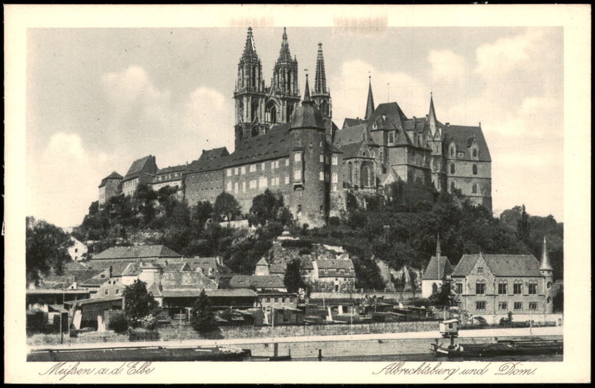 vergrößern: Bildseite historische Ansichtskarte von 1928: Schloss Albrechtsburg:: Meißen
