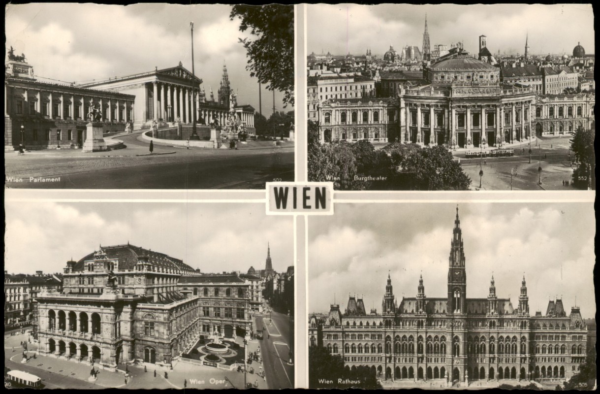 zoom: Image side vintage Postcard from 1963: Stadtteilansichten 4 Bild Fotokarte:: Vienna