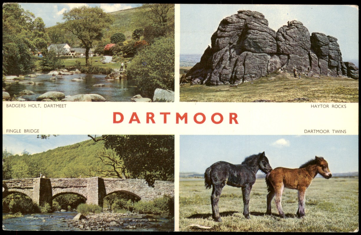 vergrößern: Bildseite historische Ansichtskarte von 1975: Mehrbildkarte Dartmoor National Park:: Dartmoor