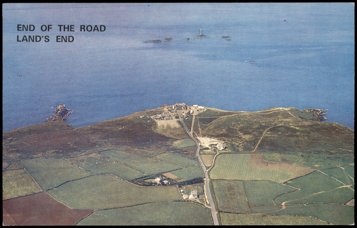 zoom: Image side vintage Postcard from 1970: Aerial View Cornwall LAND