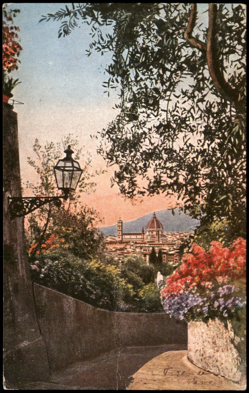 vergrößern: Bildseite historische Ansichtskarte von 1933: Panorama von Florenz mit dem Dom Santa Maria del Fiore:: Florenz