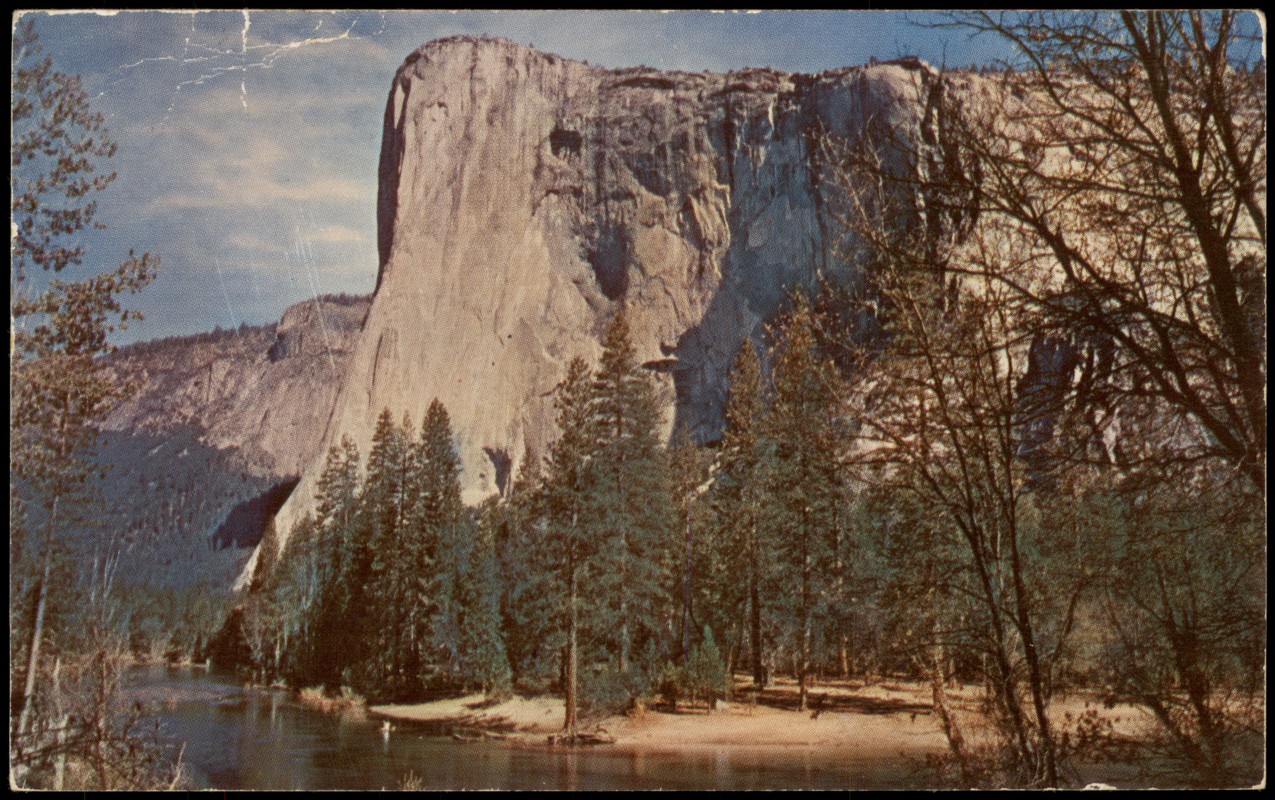 zoom: Image side vintage Postcard from 1961: El Capitan Yosemite National Park:: California