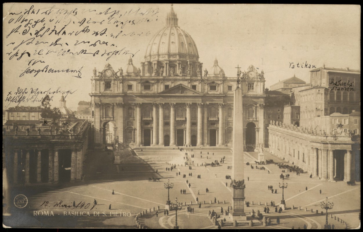vergrößern: Bildseite historische Ansichtskarte von 1911: Petersdom Basilica Sancti Petri - Fotokarte:: Vatikanstadt