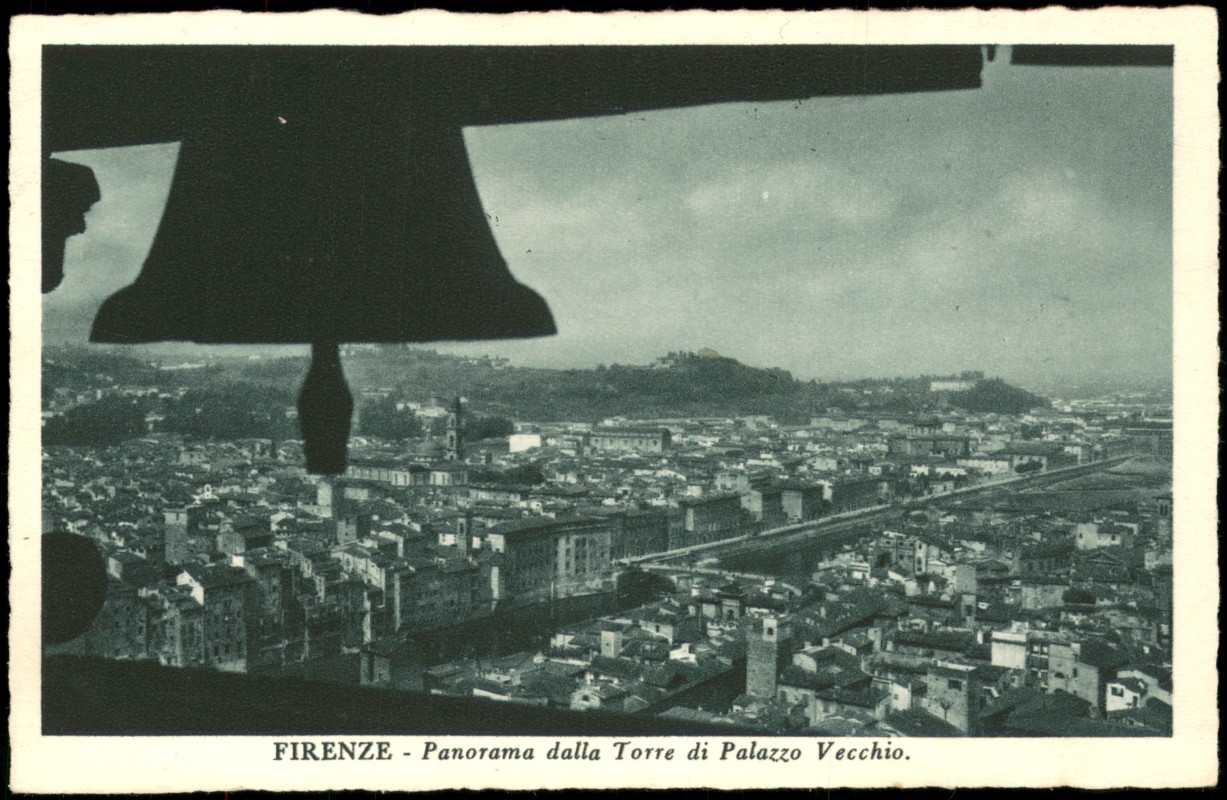vergrößern: Bildseite historische Ansichtskarte von 1938: Panorama dalla Torre di Palazzo Vecchio.:: Florenz