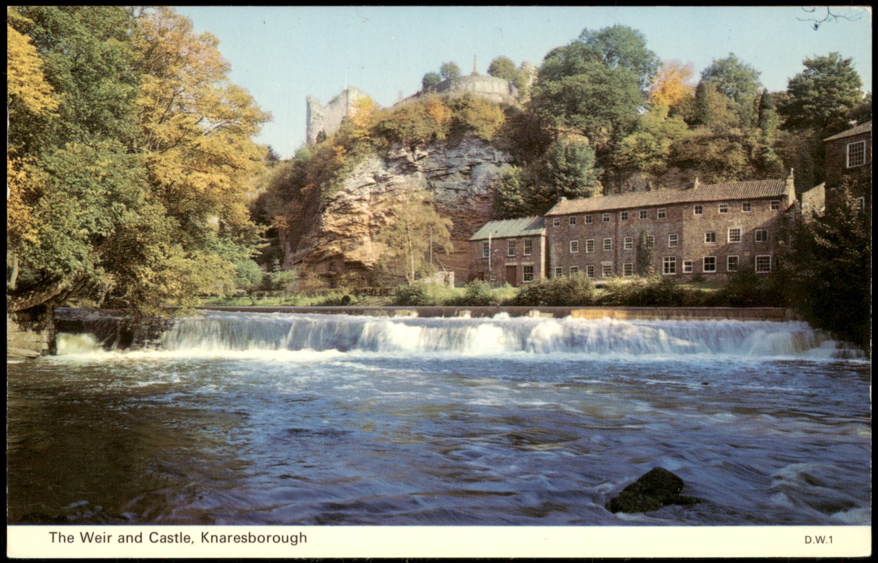 vergrößern: Bildseite historische Ansichtskarte von 1968: The Weir and Castle:: Knaresborough