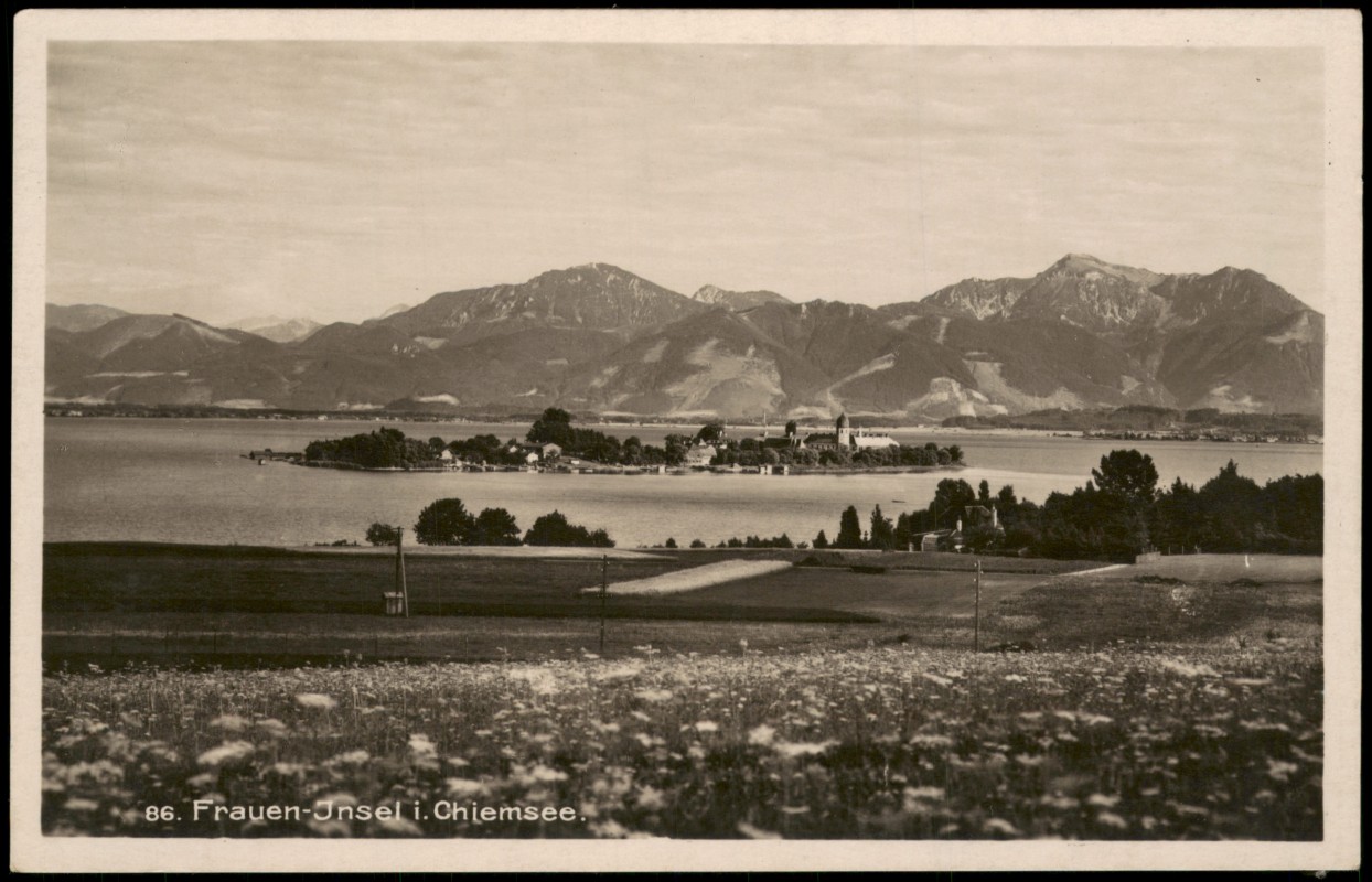 vergrößern: Bildseite historische Ansichtskarte von 1930: Fraueninsel Chiemsee:: Chiemsee