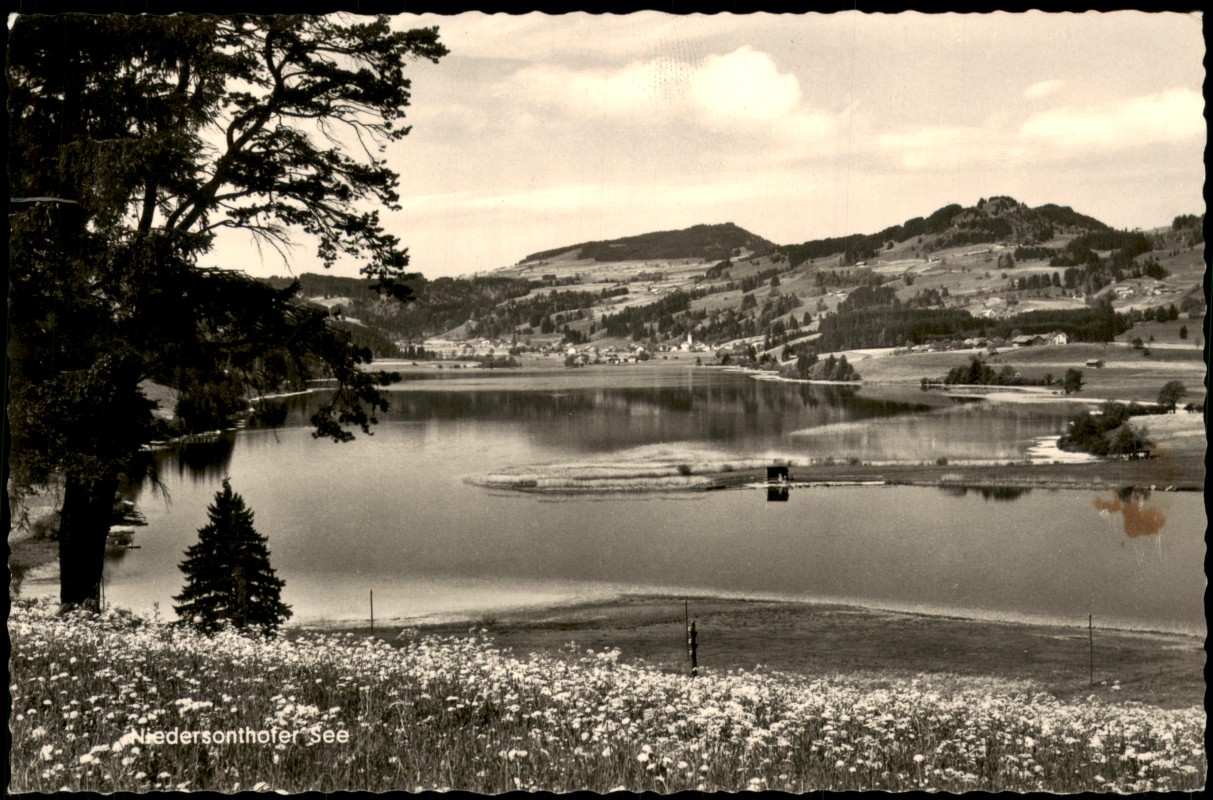 vergrößern: Bildseite historische Ansichtskarte von 1968: Niedersonthofer See - Fotokarte:: Niedersonthofen-Waltenhofen