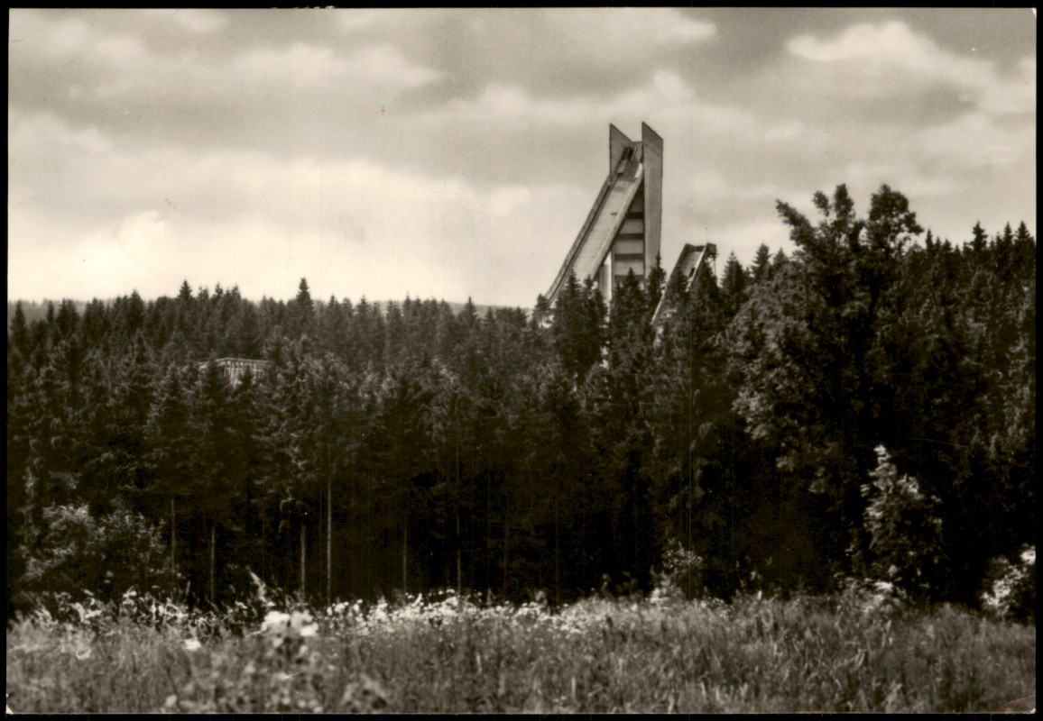 zoom: Image side vintage Postcard from 1971: Erzgebirgsschanze zur DDR-Zeit:: Johanngeorgenstadt