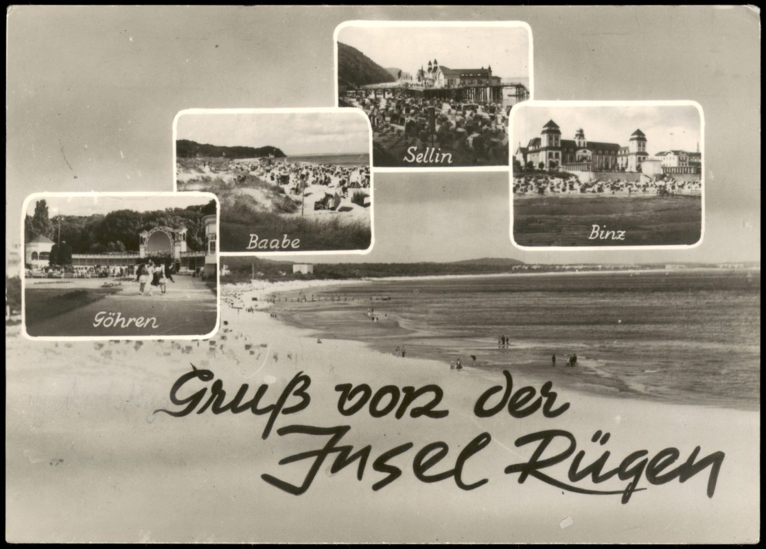 vergrößern: Bildseite historische Ansichtskarte von 1968: DDR Mehrbild-AK mit Orten auf der Insel Rügen:: Binz (Rügen)