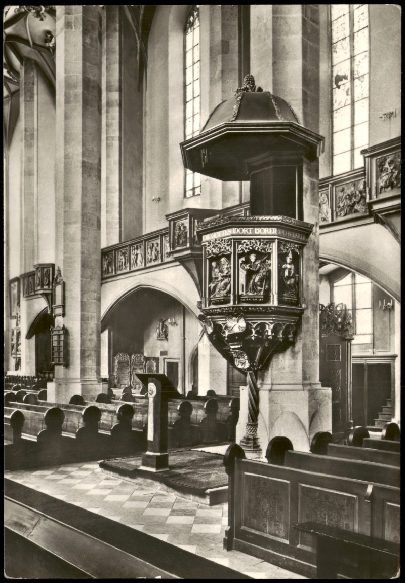 zoom: Image side vintage Postcard from 1974: St. Annenkirche Kanzel Innenansicht zur DDR-Zeit:: Annaberg-Buchholz