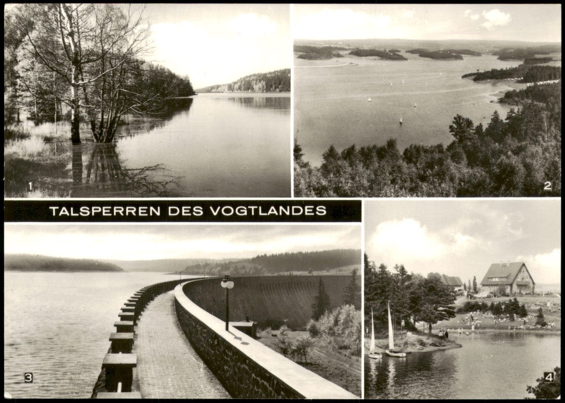zoom: Image side vintage Postcard from 1978: TALSPERREN DES VOGTLANDES (DDR Mehrbildkarte 4 Talsperren):: .Vogtland