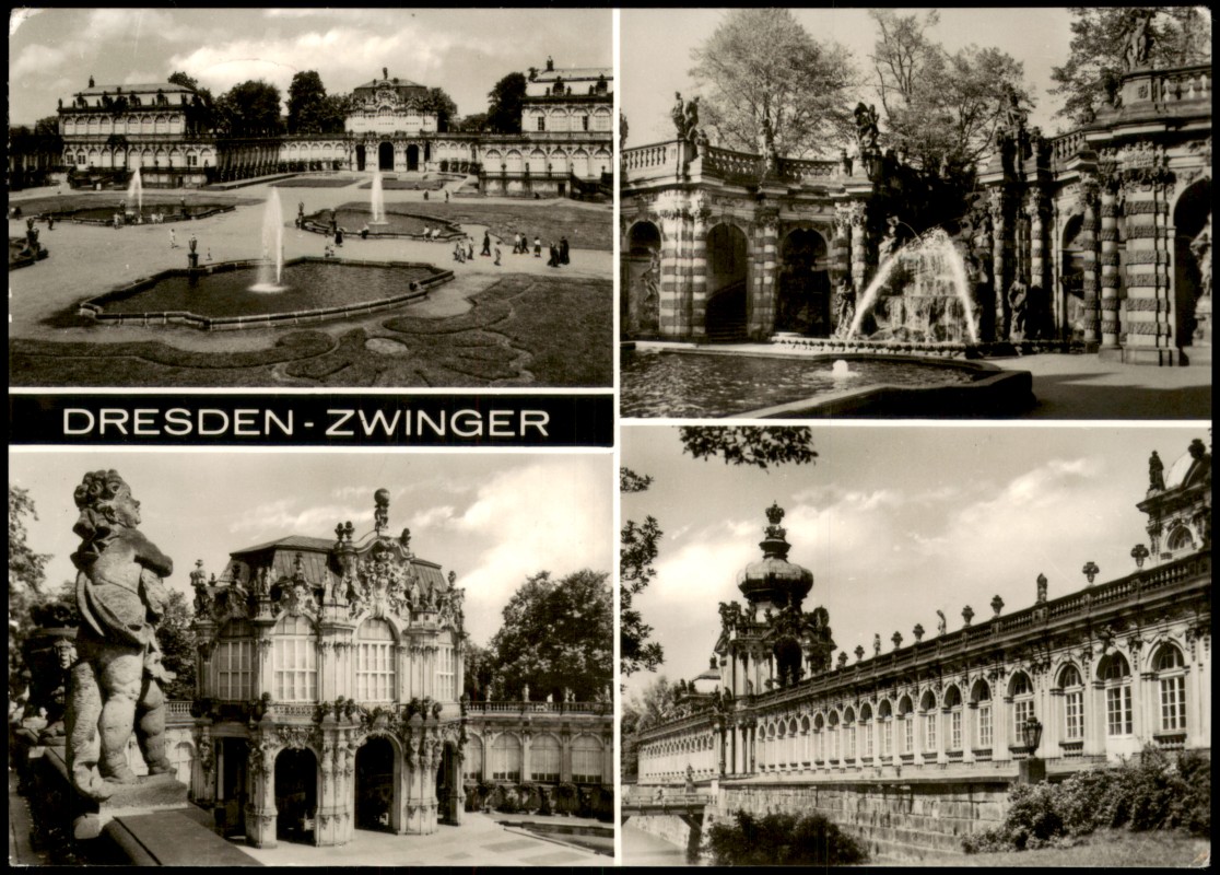 zoom: Image side vintage Postcard from 1973: Dresdner Zwinger - Mehrbildkarte:: Innere Altstadt-Dresden