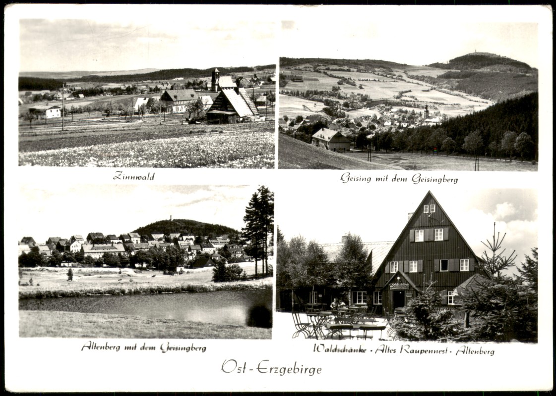 vergrößern: Bildseite historische Ansichtskarte von 1981: Erzgebirge DDR Mehrbild-AK mit Zinnwald, Geising, Altenberg:: .Sachsen