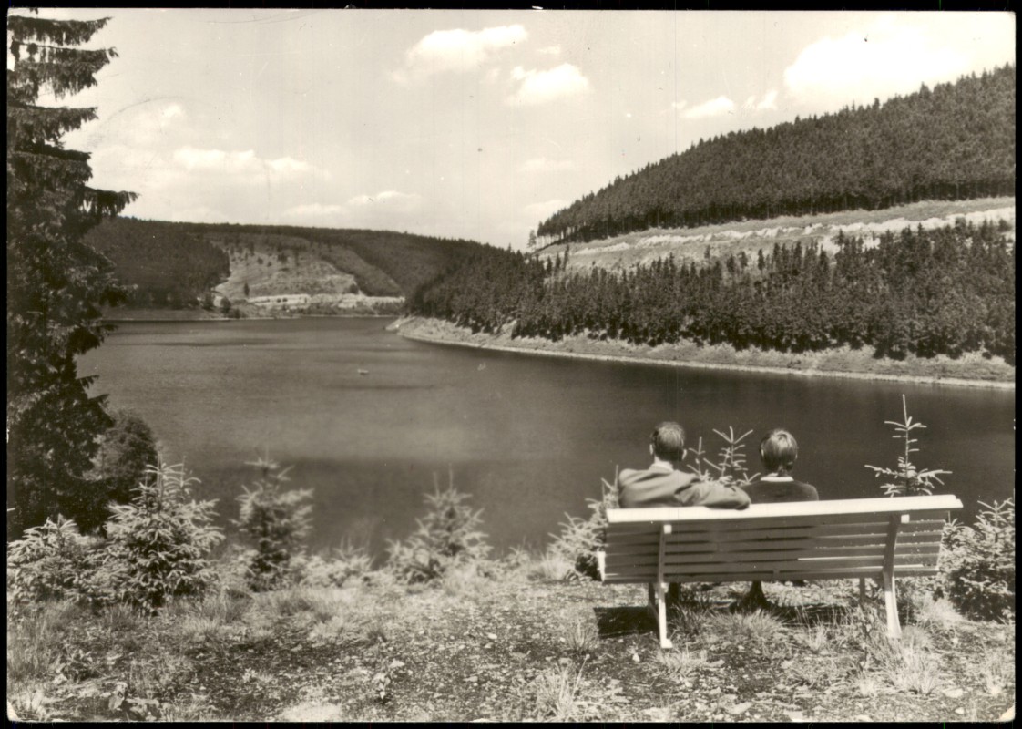 zoom: Image side vintage Postcard from 1982: Naherholungszentrum Ohratalsperre Blick vom Böhlerloch DDR AK:: Luisenthal (Thüringen)