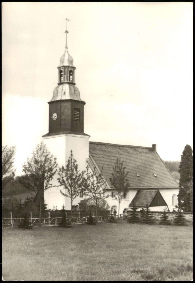 zoom: Image side vintage Postcard from 1977: Kirche - Fotokarte:: Schellerhau-Altenberg (Saxony)
