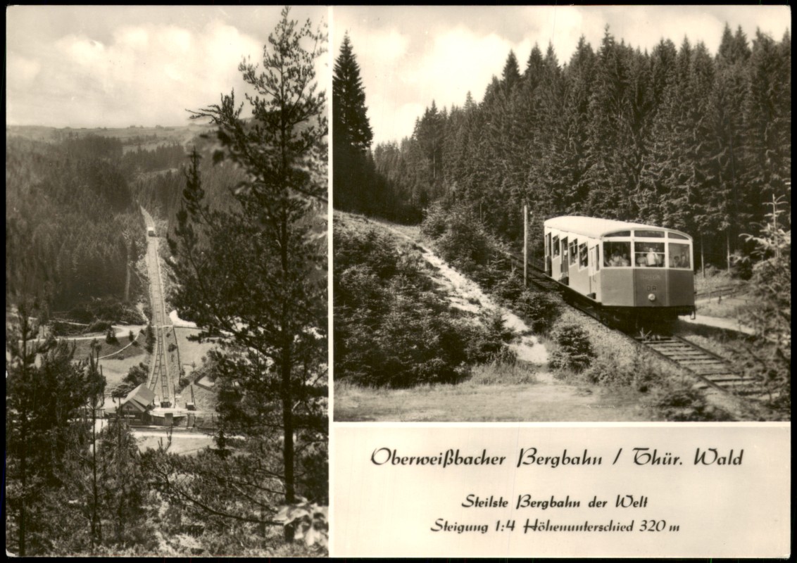 vergrößern: Bildseite historische Ansichtskarte von 1970: Oberweißbacher Bergbahn Thüringer Wald:: Lichtenhain/Bergbahn-Oberweißbach