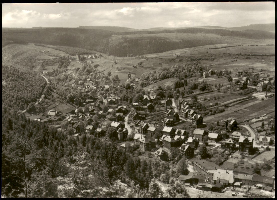 zoom: Image side vintage Postcard from 1975: Panorama-Ansicht Thüringer Wald zur DDR-Zeit:: Lauscha