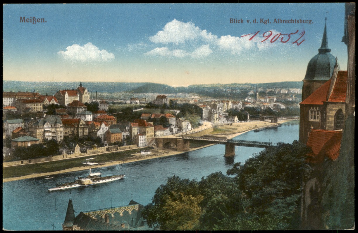 zoom: Image side vintage Postcard from 1915: Fernblick v. d. Kgl. Albrechtsburg:: Meissen