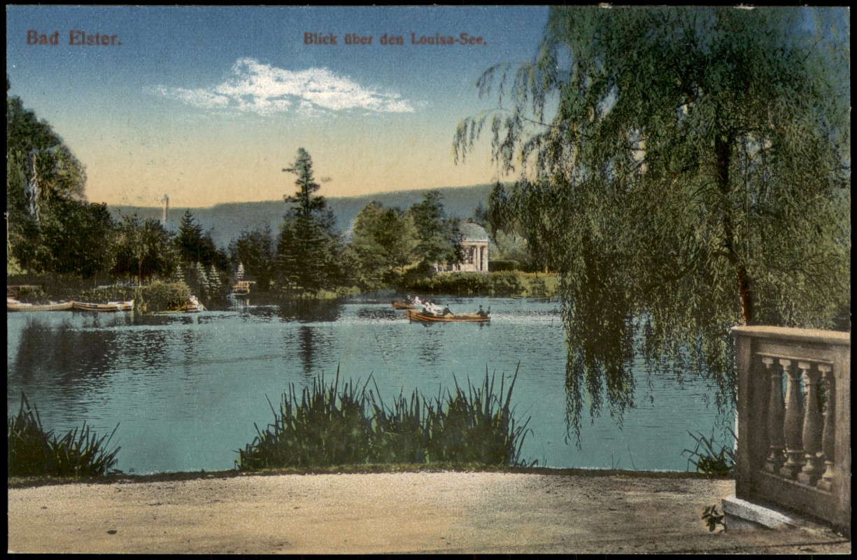zoom: Image side vintage Postcard from 1916: Luisa-See Louisa-See Pavillon:: Bad Elster