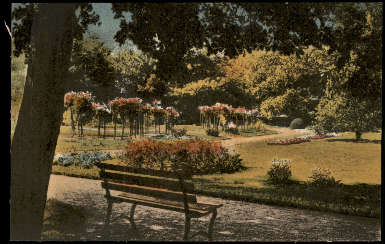 zoom: Image side vintage Postcard from 1917: Stadtpark Bank:: Großenhain