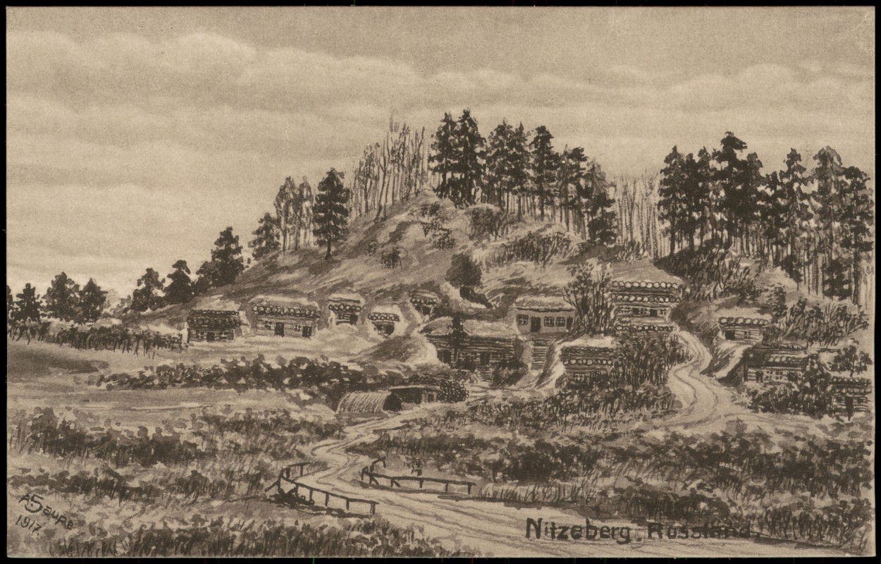 zoom: Image side vintage Postcard from 1917: Rußland Россия Nitzeberg Russia Militaria Künstlerkarte:: .Russland