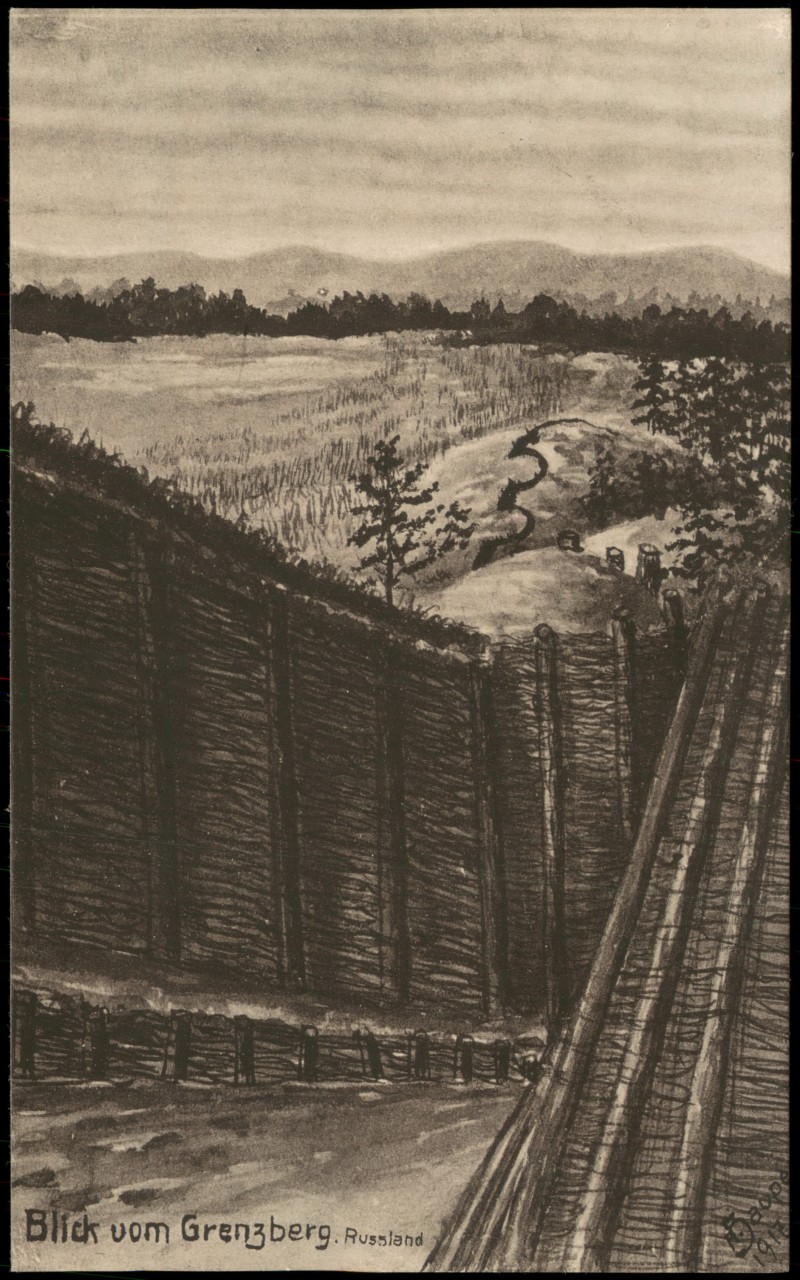 vergrößern: Bildseite historische Ansichtskarte von 1917: Россия Blick vom Grenzberg. Russland Militaria WK1:: .Russland