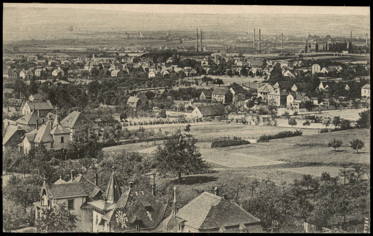 zoom: Image side vintage Postcard from 1917: Blick vom Albertturm nach Niederau zu:: Weinböhla
