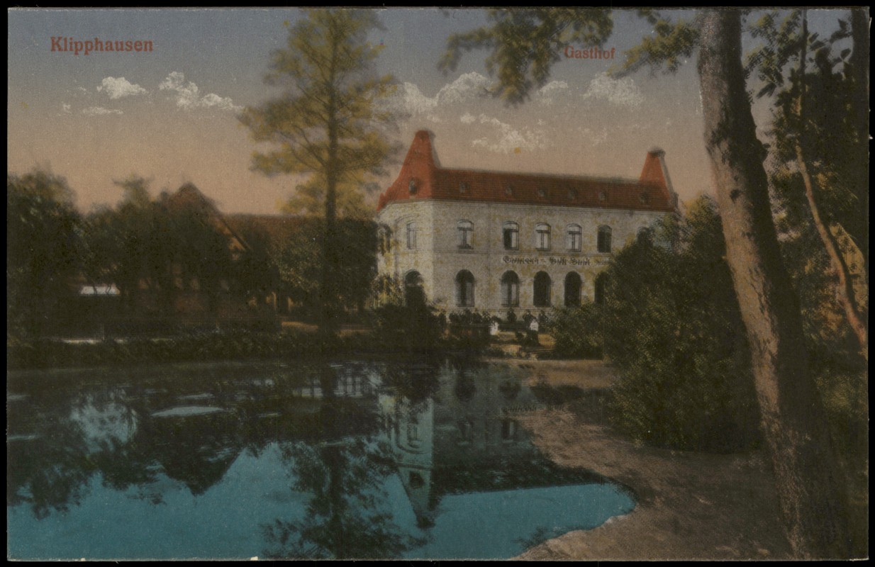 vergrößern: Bildseite historische Ansichtskarte von 1914: Blick auf den Gasthof:: Klipphausen-Wilsdruff