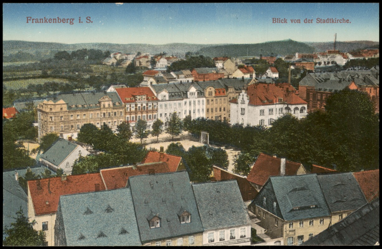 zoom: Image side vintage Postcard from 1914: Blick von der Stadtkirche.:: Frankenberg (Sachsen)