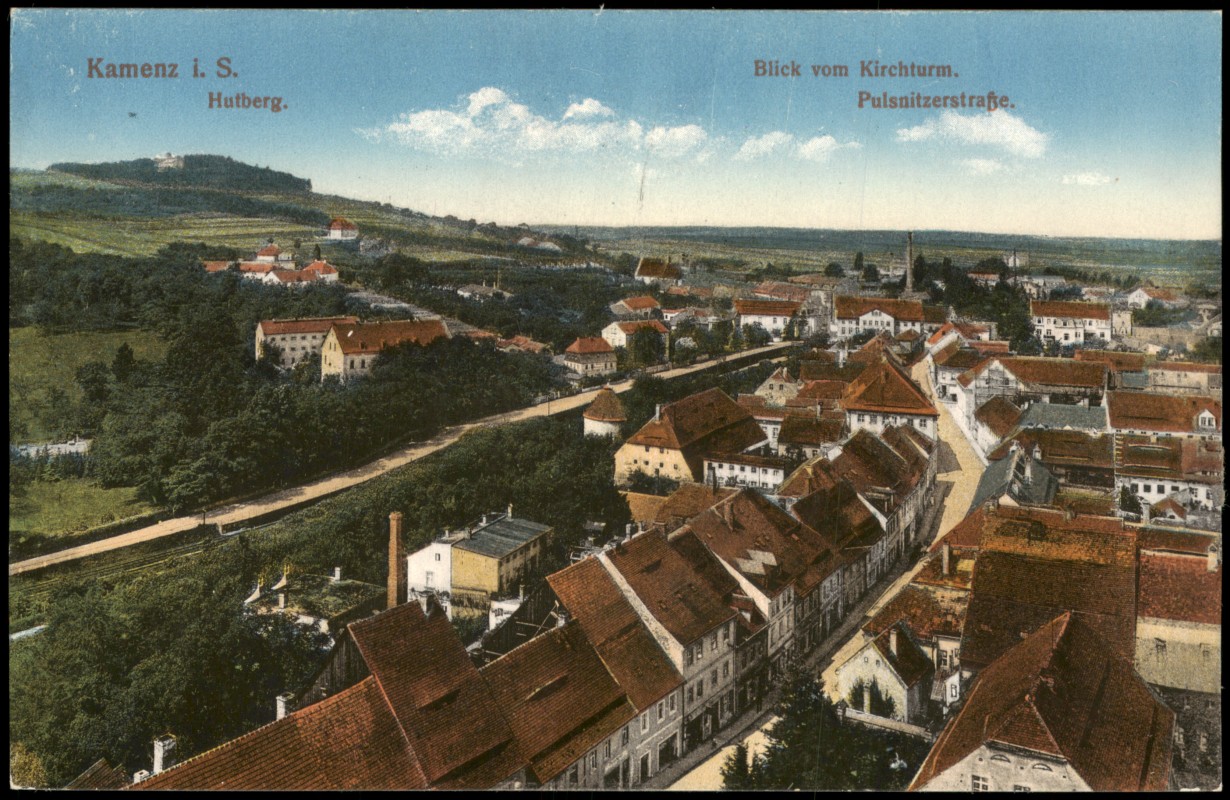 zoom: Image side vintage Postcard from 1914: Hutberg. Pulsnitzerstraße.:: Kamenz