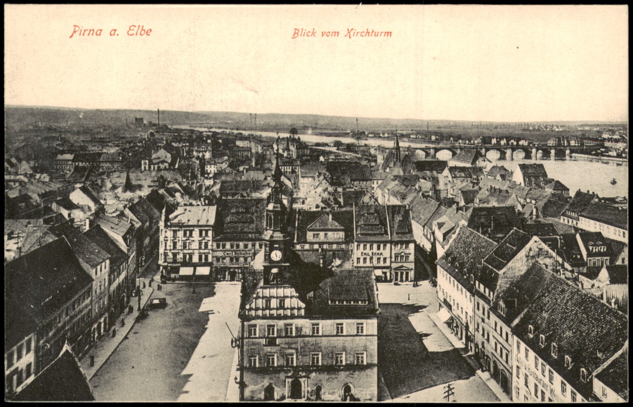 zoom: Image side vintage Postcard from 1915: Blick vom Kirchturm:: Pirna
