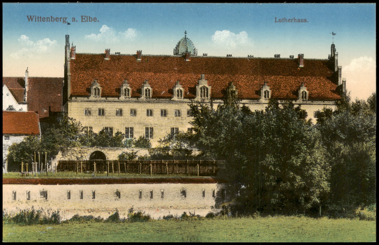 vergrößern: Bildseite historische Ansichtskarte von 1915: Lutherhaus Seitenansicht:: Lutherstadt Wittenberg