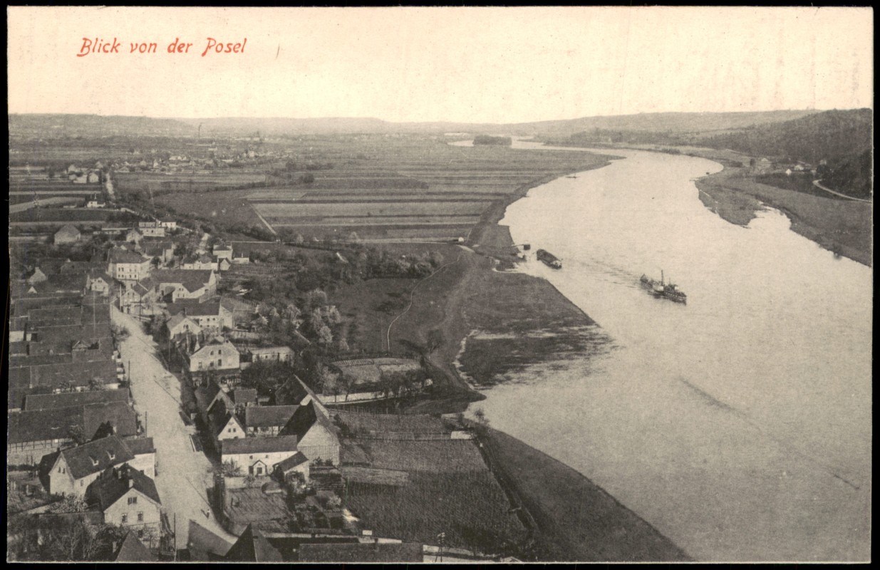 vergrößern: Bildseite historische Ansichtskarte von 1915: Straßenblick von der Posel Bosel:: Meißen