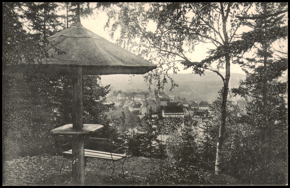 zoom: Image side vintage Postcard from 1915: Erzgebirge. Blick vom Pilz nach der Stadt.:: Lauenstein-Altenberg (Saxony)